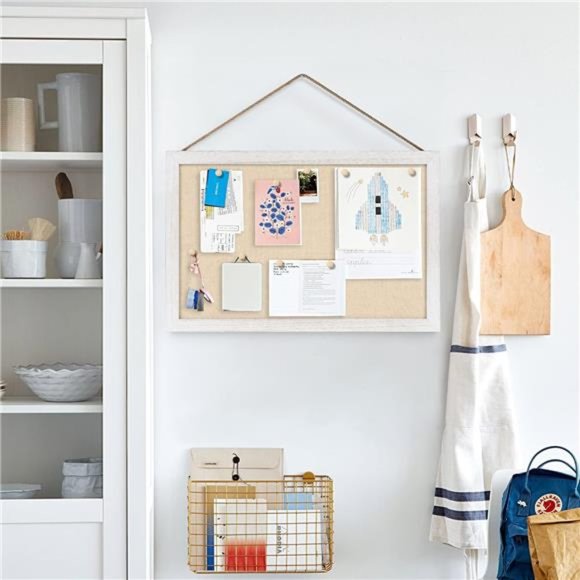 2-Pack Cork Board with Linen 16x11 inch Bulletin Board Wall Decor Hanging Pin - Picture 4 of 6